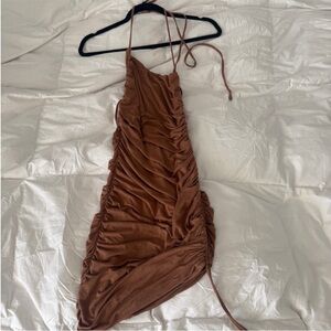 MAJORELLE Chestnut Brown Ruched Dress